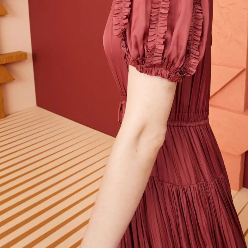 NWOT ULLA JOHNSON Rose Midi Dress in Desert Rose XS $645 - Picture 6 of 7